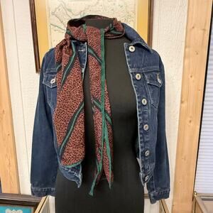 Vintage Echo Design Abstract Animal Print Scarf - Forest Green & Brown Oblong‎